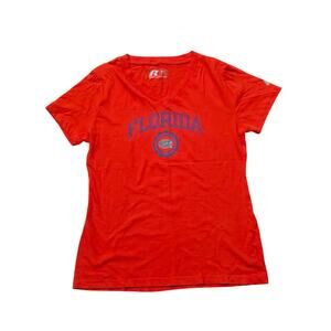 Russell Athletic University of Florida Gators Orange Graphic V-Neck Tee Shirt